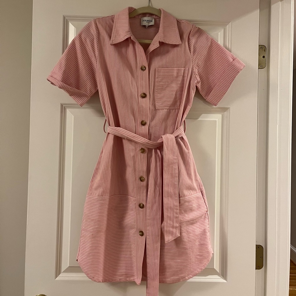 FRNCH cute pink and white striped dress